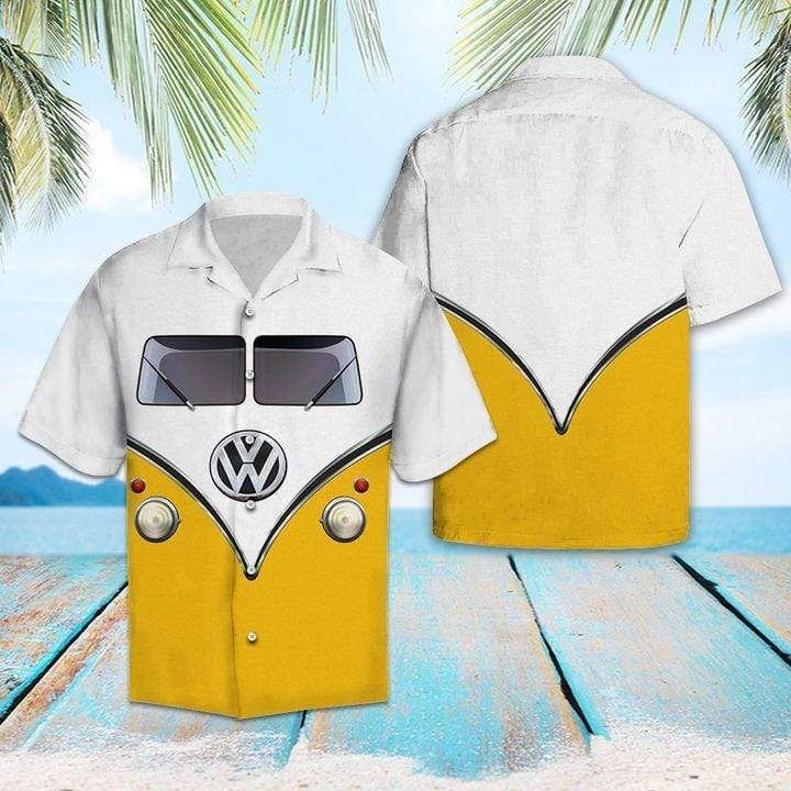 Felacia [Hawaii Shirt] Yellow Camping Car Hawaiian Aloha Shirts-ZX0588